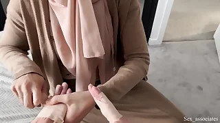 Arab Work Old woman Helps Son With Broken Arms