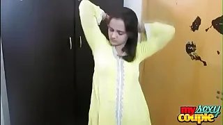 Indian Bhabhi Sonia In Yellow Shalwar Suit Getting Naked In Nook For Sex