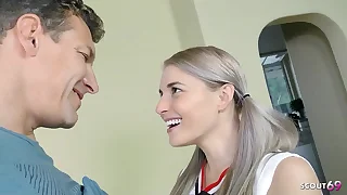 Alterable blonde small Tits Teen Cheerleader talk to Hard Fuck by StepDad before massive facial cumshot