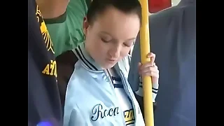 Jenny Anderson groped aloft bus by 2 guys and gets creampied in both holes