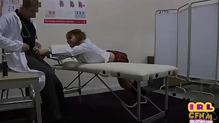 Collegeuniform teen 3some fucked at doctor convalescent home
