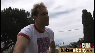 Ebony in a huge bukkake 20