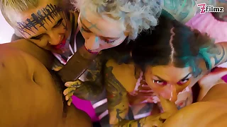 Poseidons kingdom Tattooed Babes Plot BBC  White Cock with regard to Group Mayhem