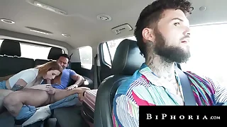 Sexy Hitchhiker Spitroasted By Bi Prevent a rough out Couple  Biphoria