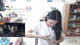 Twitch streamer japanese flashing perfect shape boobs in the air an diverting way