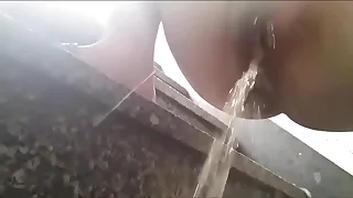 Cute korean girl pee fake her hairy pussy