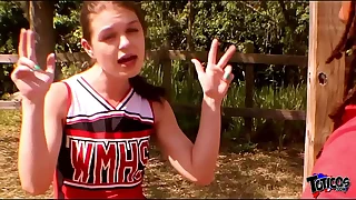 Sexy dramatic cheerleader gets shut up good with big black cock temptations