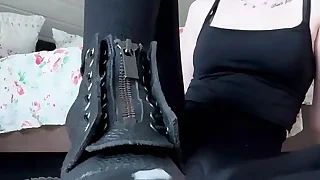 After a long day out my new boots my soles having a screw loose need a licking slave FULLVIDEO