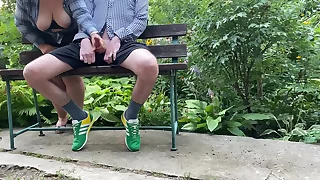 Hot natural breasted MILF milks me in the park