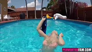 Sex with step mom by the pool