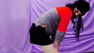 Mini skirt ladyboy cheerleader XXX uniform