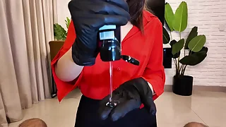 Stepmother Punishes Her Stepson coupled with Makes Him Cum Hard No way Gloves