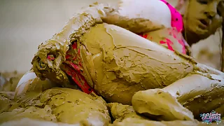 Orgasm in lake of sludge  masturbating in clay