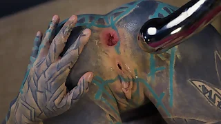 Anuskatzz grabs her cold stainless steel toy and slides it deep into her tight ass