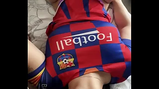 Hot cheerleader with a big exasperation fucks a handful of cocks