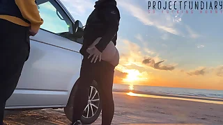 magical sunset carnal knowledge readily obtainable the strand  risky down a bear quickie with girl in tight yoga leggings projectfundiary