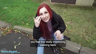 Public Agent Redhead Brit Shows Off Say no to Pierced Tits Before Basement Fuck Creampie